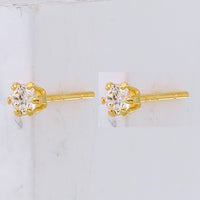 Sterling Silver Polished 6 prong 3mm Round CZ Stud Earrings