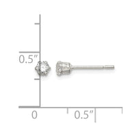 Sterling Silver Polished 6 prong 3mm Round CZ Stud Earrings