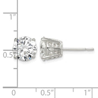Sterling Silver Polished 8mm Round CZ Fancy Basket Stud Earrings