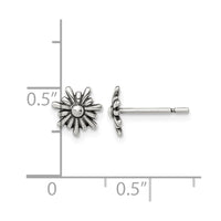 Sterling Silver Polished and Antiqued Flower Post Earrings