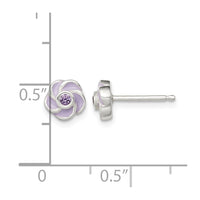 Sterling Silver Polished Purple CZ Enamel Flower Post Earrings