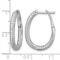 Sterling Silver Rhodium-plated CZ In/Out Hinged Post Hoop Earrings