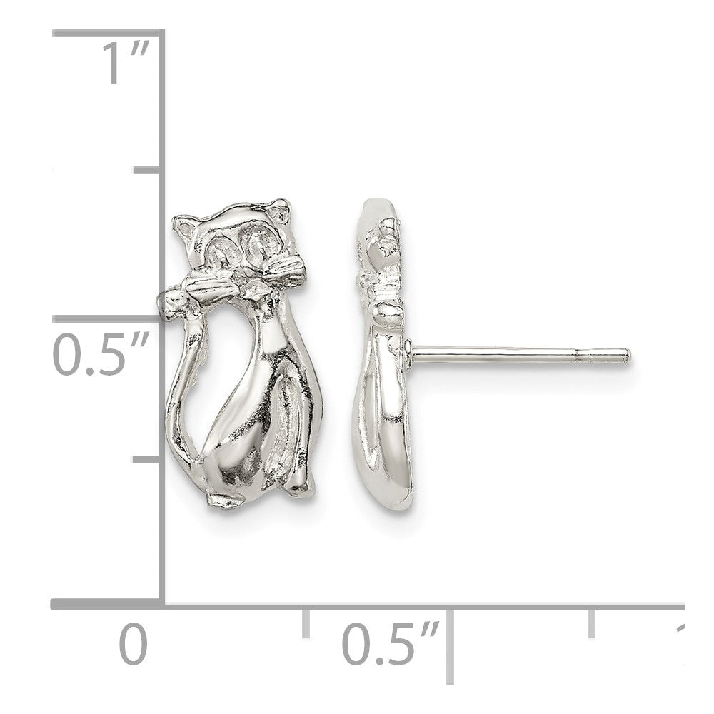 Sterling Silver Cat Mini Post Earrings