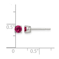 Sterling Silver Polished 4mm Round Dark Red Glass Stud Earrings