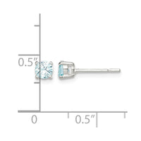 Sterling Silver Polished 4mm Round Light Blue CZ Stud Earrings