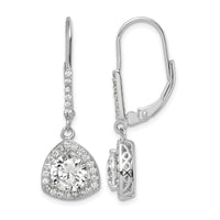 Sterling Silver Rhodium-plated Polished CZ Leverback Earrings