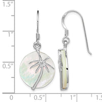 Sterling Silver Rhodium-plated Polished MOP Palm Tree Earrings