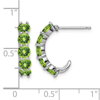 Sterling Silver Rhodium-plated Peridot J-Hoop Earrings