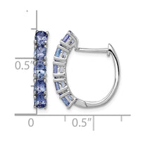 Sterling Silver Rhodium-plated Oval Tanzanite Hinged Hoop Earrings
