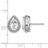 Sterling Silver Rhodium Created White Topaz & CZ Post Earrings