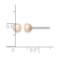 Sterling Silver Rh-plated 4-5mm Pink FW Cultured Button Pearl Stud Earrings