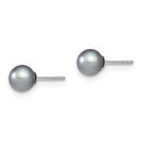 SSilver Rhodium-plated 5-6mm Grey FW Cultured Round Pearl Stud Earrings