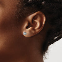 SSilver Rhodium-plated 5-6mm Grey FW Cultured Round Pearl Stud Earrings