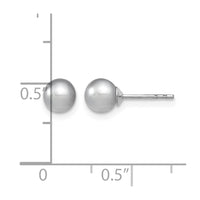 SSilver Rhodium-plated 5-6mm Grey FW Cultured Round Pearl Stud Earrings