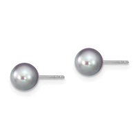 Sterling Silver RH 6-7mm Grey FW Cultured Round Pearl Stud Earrings