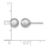 Sterling Silver RH 6-7mm Grey FW Cultured Round Pearl Stud Earrings