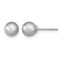Sterling Silver RH 6-7mm Grey FW Cultured Round Pearl Stud Earrings