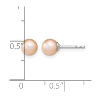 Sterling Silver RH 5-6mm Pink FW Cultured Round Pearl Stud Earrings