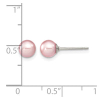 Sterling Silver Rh-plated 5-6mm Purple FW Cultured Round Pearl Stud Earring