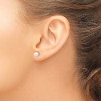 Sterling Silver Rh-plated 6-7mm Purple FW Cultured Round Pearl Stud Earring