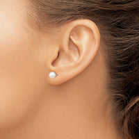 Sterling Silver RH 5-6mm White FW Cultured Round Pearl Stud Earrings