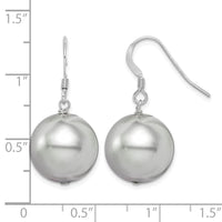 Sterling Silver Rhodium-plated 14-15mm Grey Shell Pearl Dangle Earrings