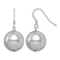 Sterling Silver Rhodium-plated 14-15mm Grey Shell Pearl Dangle Earrings