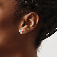 Sterling Silver Polished Enamel Balloon Post Earrings