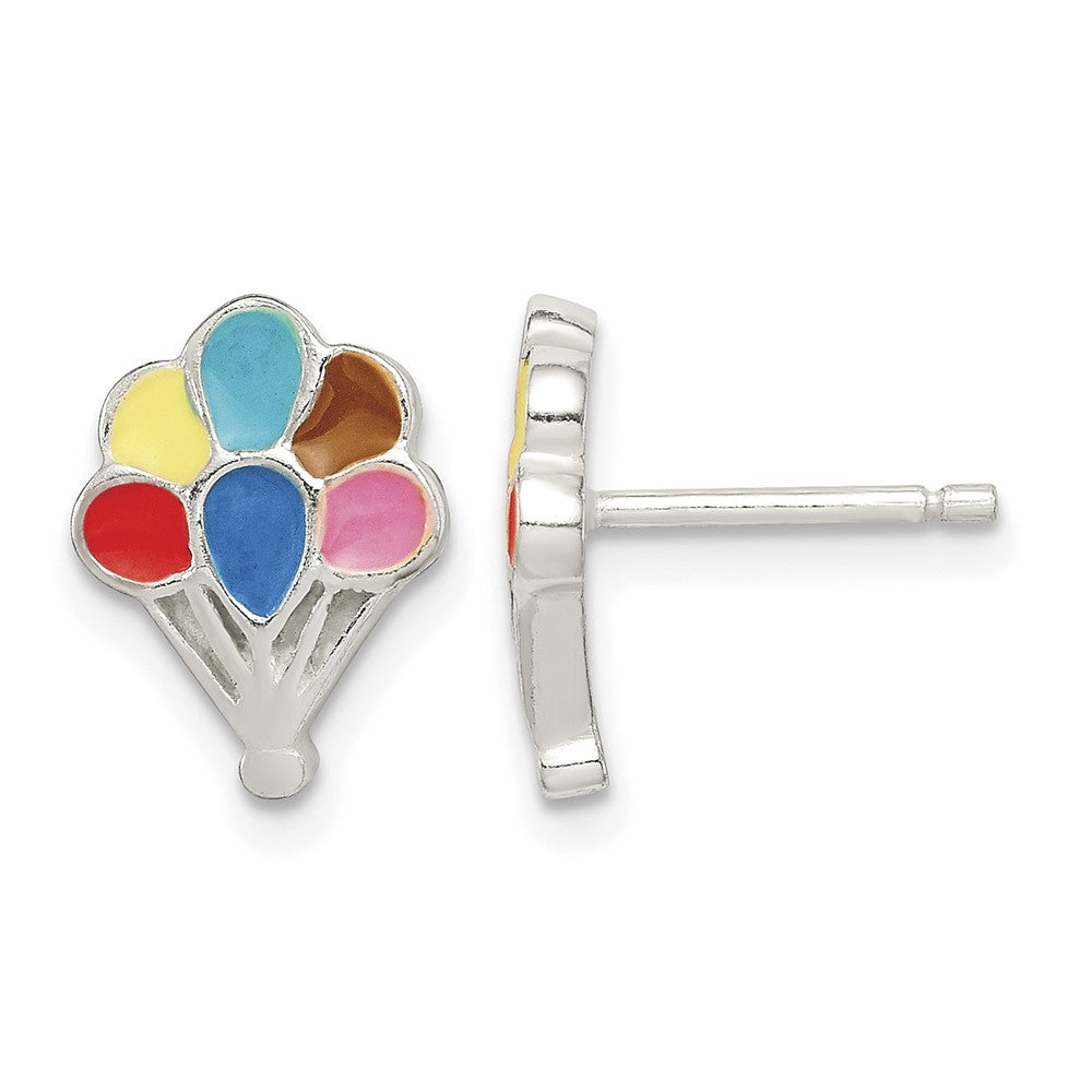 Sterling Silver Polished Enamel Balloon Post Earrings