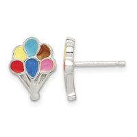 Sterling Silver Polished Enamel Balloon Post Earrings