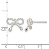 Sterling Silver Polished and Textured Bow Post Earrings