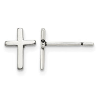 Sterling Silver Polished Latin Cross Post Earrings