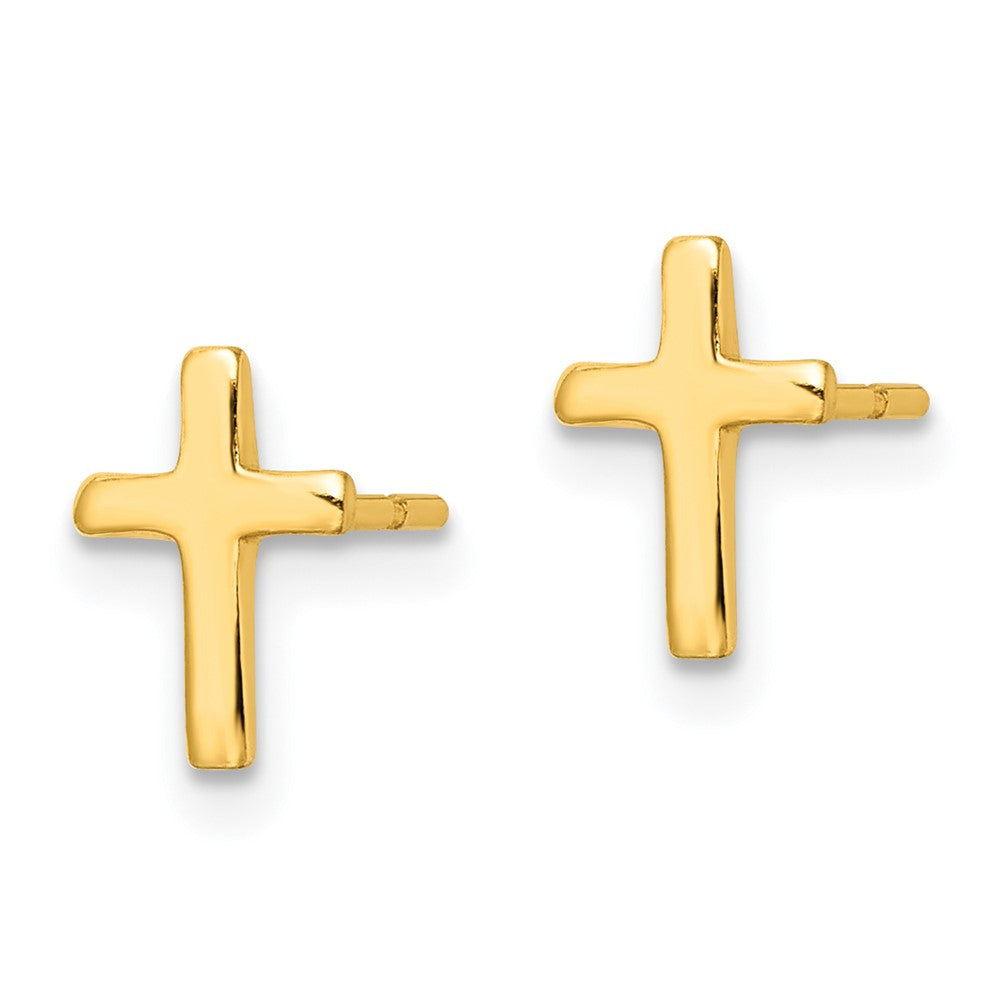 Sterling Silver Gold-tone Polished Latin Cross Post Earrings