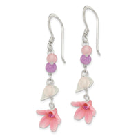 Sterling Silver Amethyst/CZ/Agate and Blue Topaz Flower Earrings