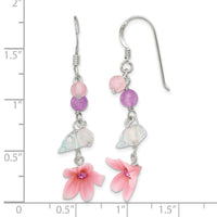 Sterling Silver Amethyst/CZ/Agate and Blue Topaz Flower Earrings