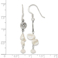 Sterling Silver Polished FWC Pearl & Moonstone Dangle Earrings