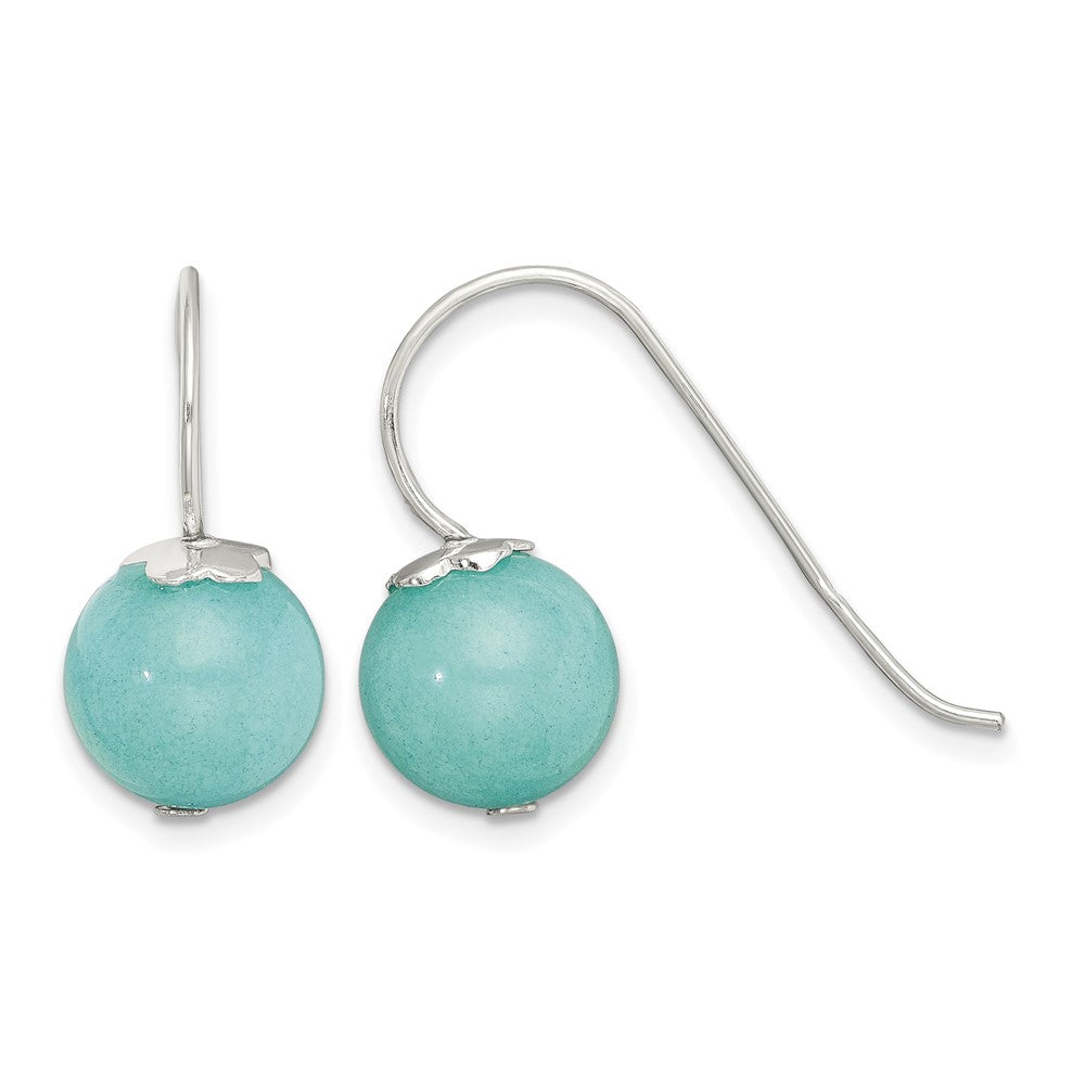 Sterling Silver Polished 10mm Round Blue Quartz Dangle Earrings