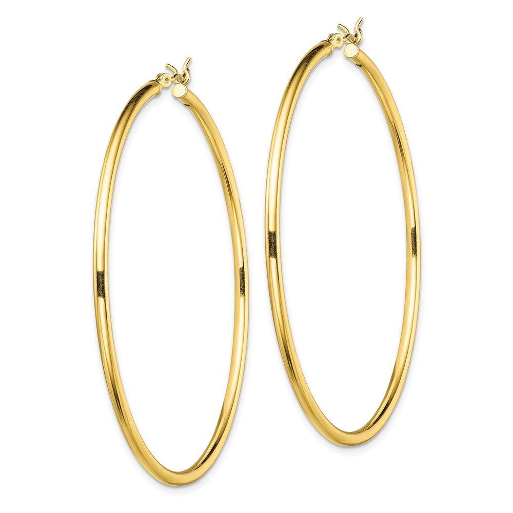 Sterling Silver Gold-Tone Polished 2x55mm Hoop Earrings