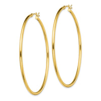 Sterling Silver Gold-Tone Polished 2x60mm Hoop Earrings