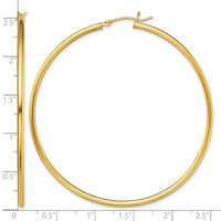 Sterling Silver Gold-Tone Polished 2x60mm Hoop Earrings