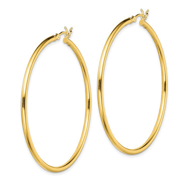 Sterling Silver Gold-Tone Polished 2x50mm Hoop Earrings