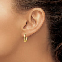 Sterling Silver Gold-Tone Polished 2x14mm Hoop Earrings