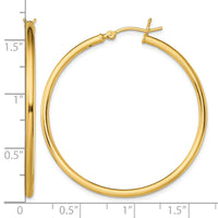 Sterling Silver Gold-Tone Polished 2x40mm Hoop Earrings