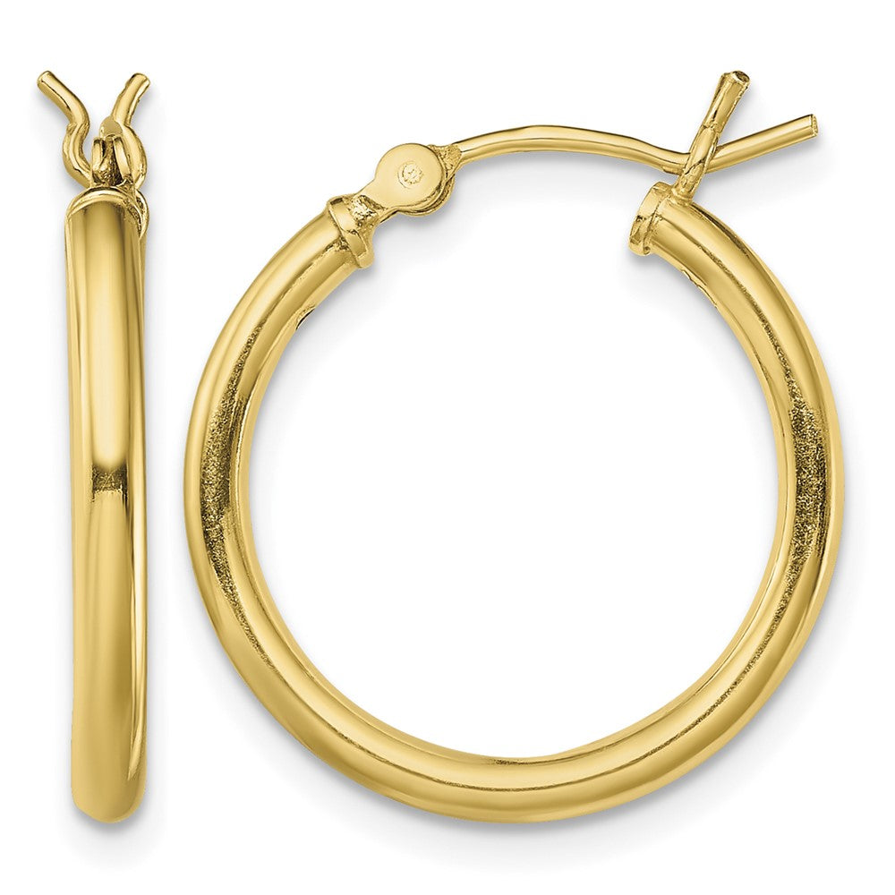 Sterling Silver Gold-Tone Polished 2x20mm Hoop Earrings