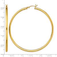 Sterling Silver Gold-Tone Polished 2.5x60mm Hoop Earrings