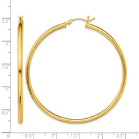 Sterling Silver Gold-Tone Polished 2.5x55mm Hoop Earrings