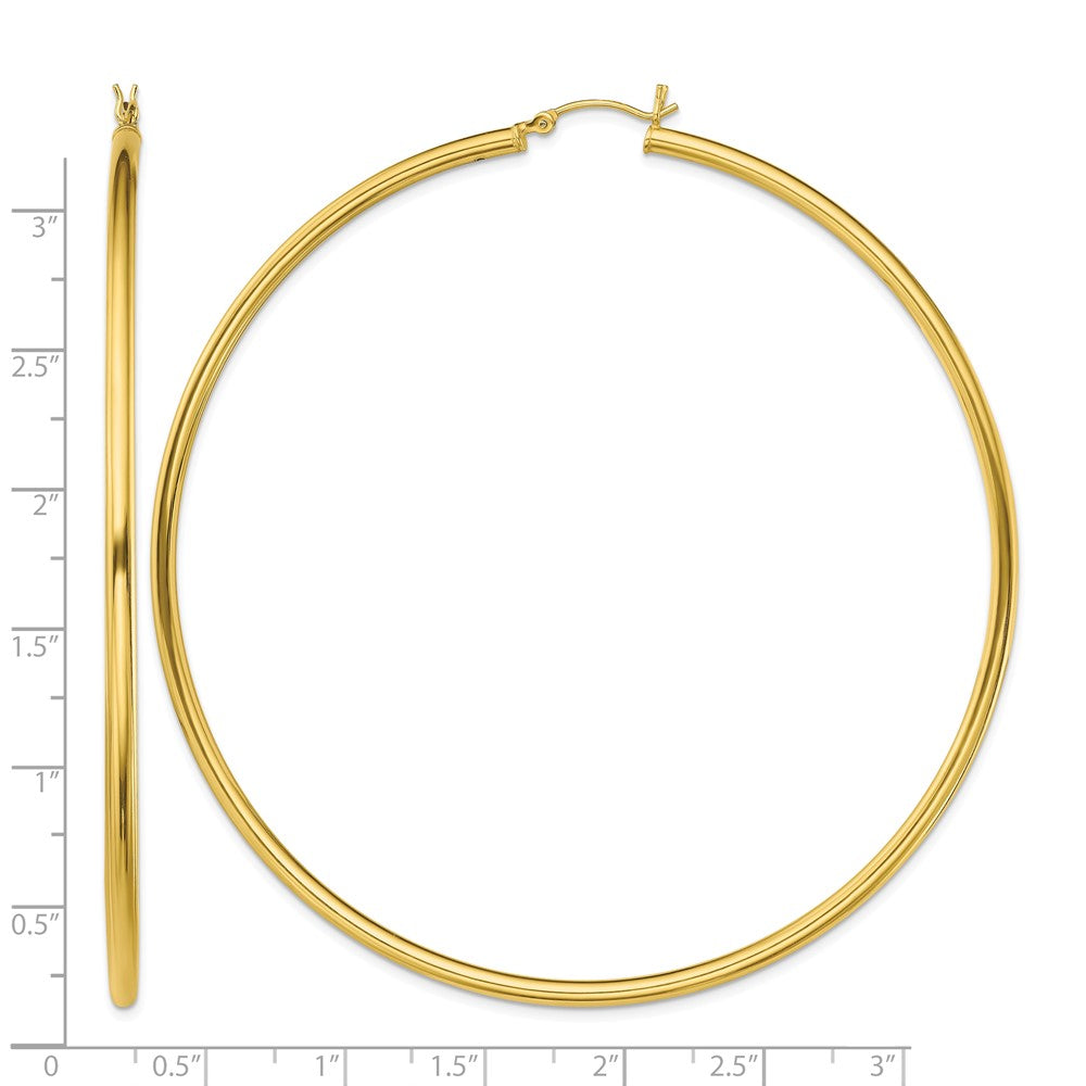 Sterling Silver Gold-Tone Polished 2.5x80mm Hoop Earrings