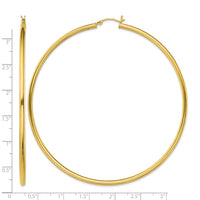 Sterling Silver Gold-Tone Polished 2.5x80mm Hoop Earrings