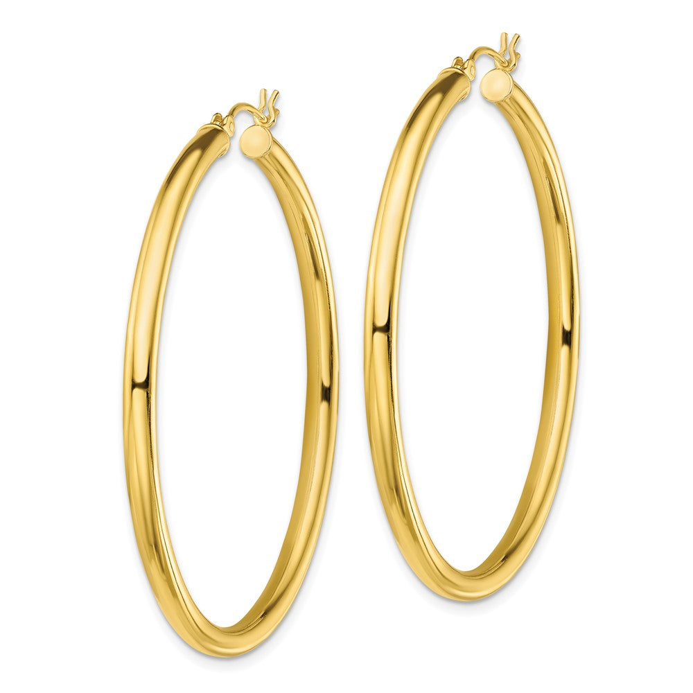 Sterling Silver Gold-Tone Polished 3x50mm Hoop Earrings