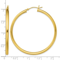 Sterling Silver Gold-Tone Polished 3x50mm Hoop Earrings